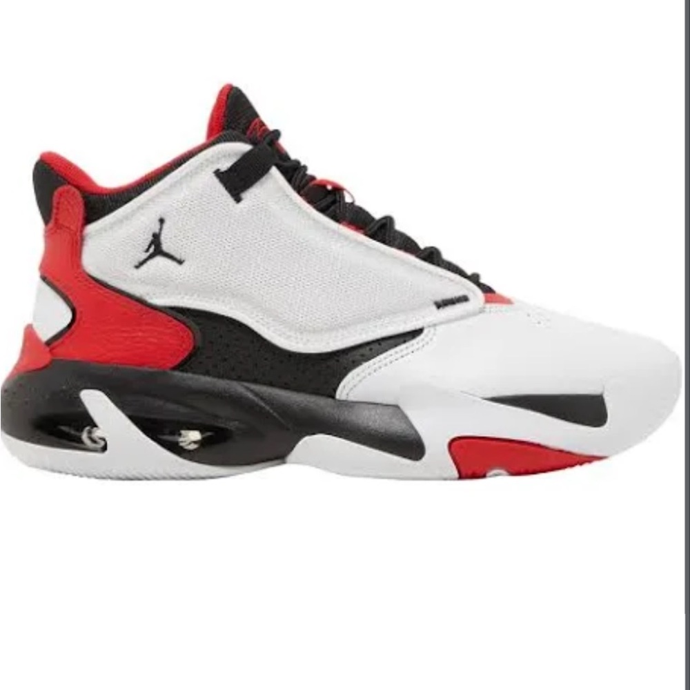 Jordan Athletic Shoes White and Red with Air Cushioning and Textured Upper